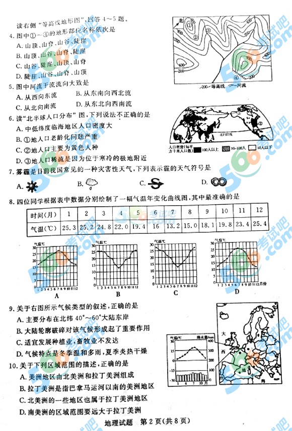 2015年山東濱州中考地理試題