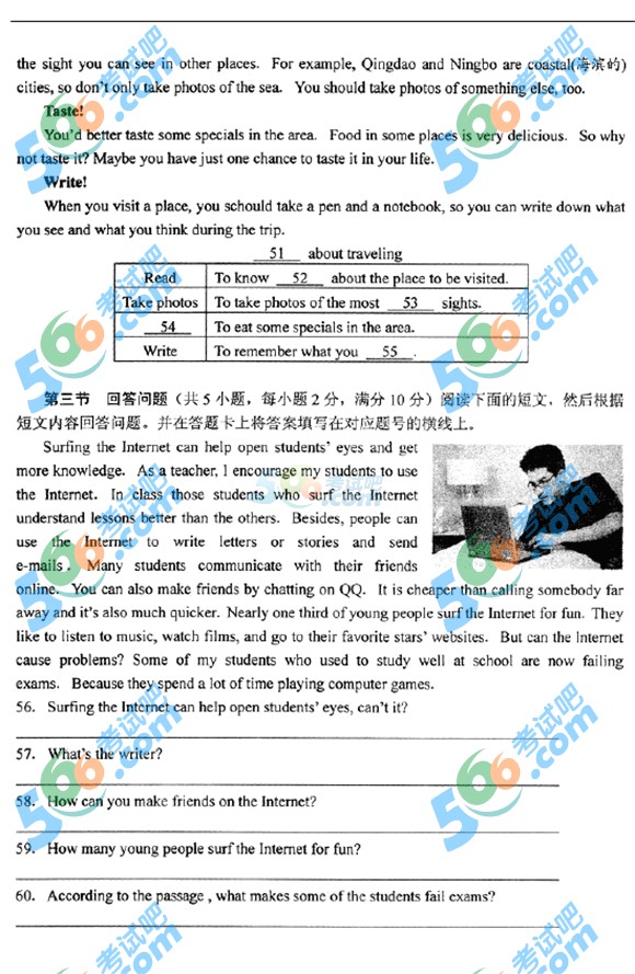 2015年湖南永州中考英語試題