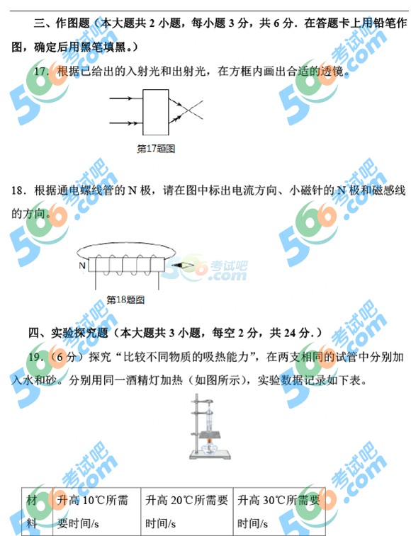 2015年湖南岳陽中考物理試題及答案