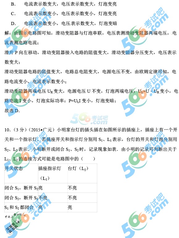2015年四川廣元中考物理試題及答案
