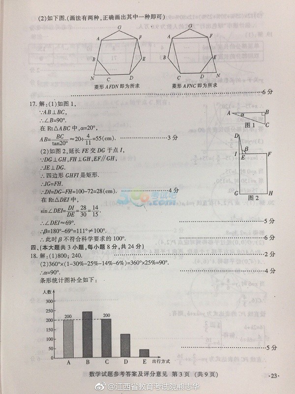 考試吧:2017年江西省中考《數(shù)學》試題及答案