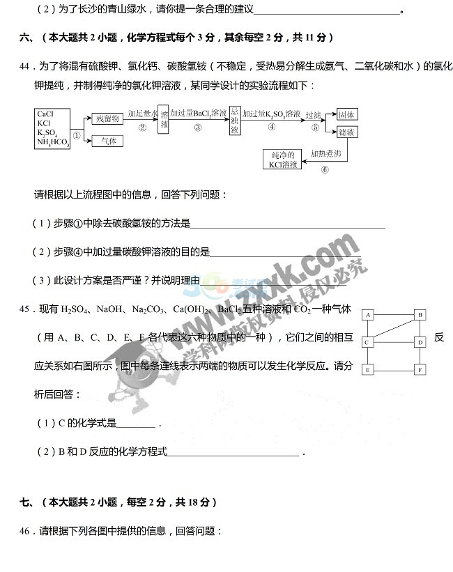 考試吧:2017年湖南長沙中考《理綜》真題及答案
