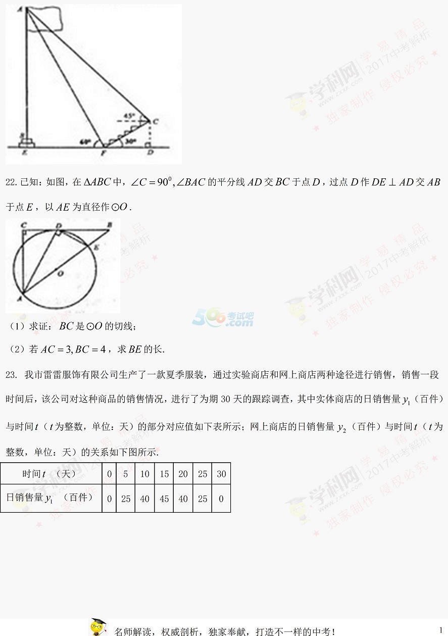 考試吧:2017湖北荊門中考《數(shù)學(xué)》試題及答案