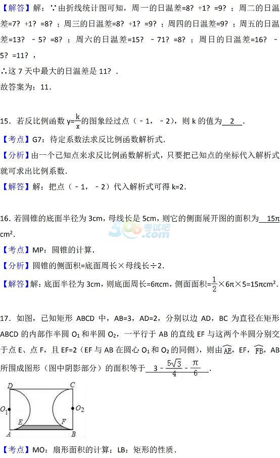 考試吧:2017年江蘇無錫中考《數(shù)學(xué)》試題及答案