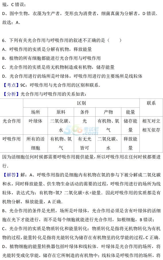 考試吧:2017年四川眉山中考《生物》真題及答案