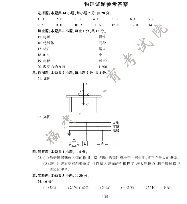 2022年福建中考物理真題及答案已公布